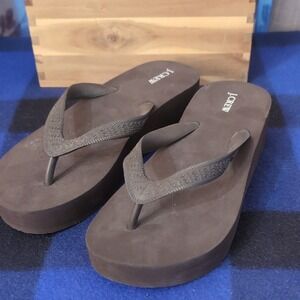 J. Crew Dark Brown Platform Flip Flops